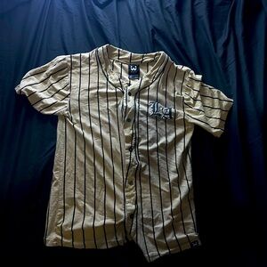 Striped Button-Up Baseball Jersey
